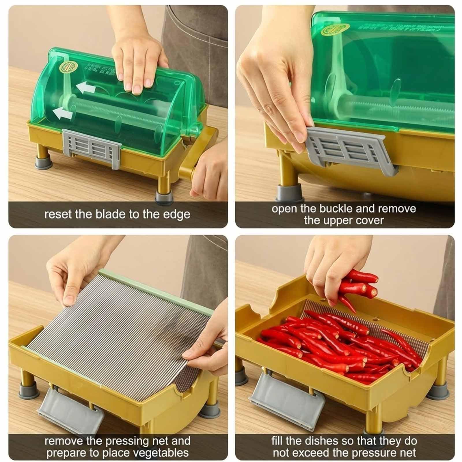 Professioneller Paprikaschneider, Handbetriebener Frühlingszwiebelschneider Mit 3 Mm Schnittlänge, Edelstahlklinge, Großem Auffangbehälter, 30 Sekunden Schnellschneidezeit, Für Lauch, Koriander