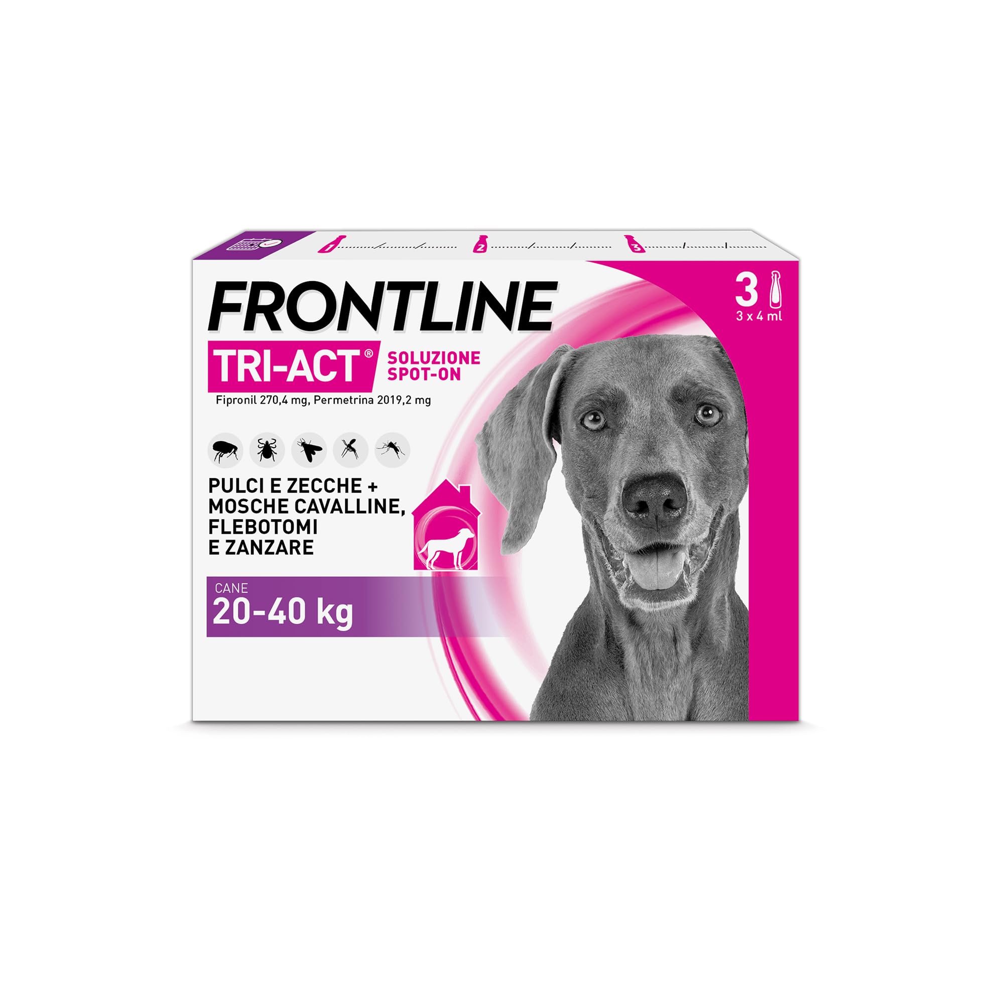Frontline tri-act 3pipette cani da 20-40kg antiparassitario