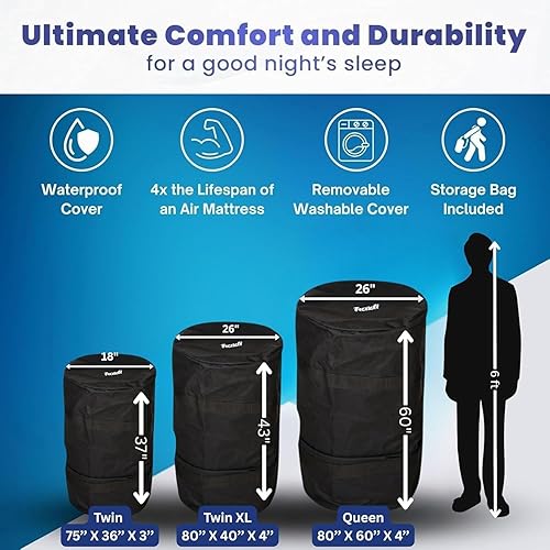 Miniatura 5 de Hazli Matrix AirCell - Colchón enrollable de espuma viscoelástica para adultos, tapete portátil de espuma para dormir, colchoneta de dormir