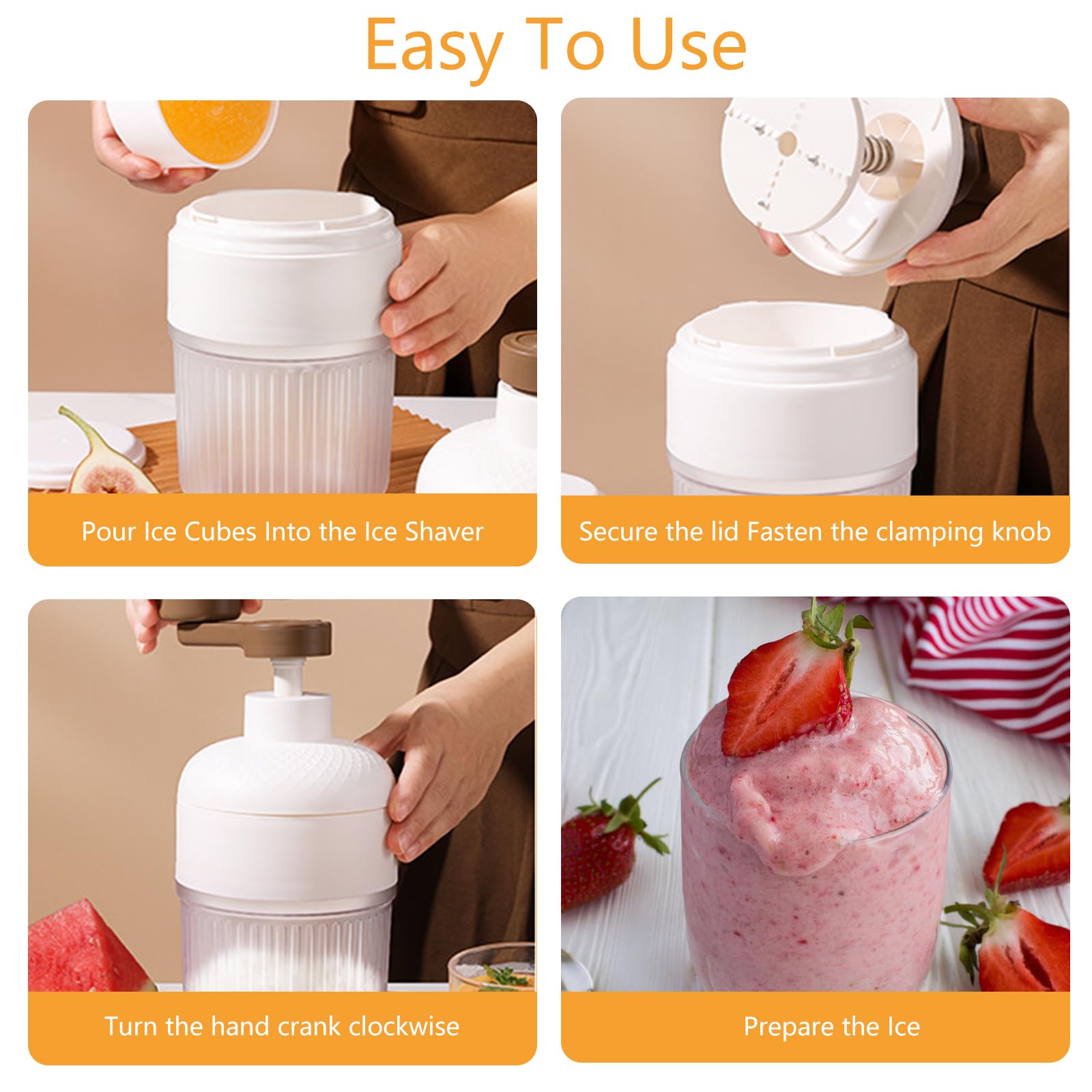 Afeitadora manual de hielo – Trituradora de hielo y máquina de cono de nieve de alta eficiencia, sin electricidad con 2 bandejas de hielo, ideal para acampar y uso doméstico 5