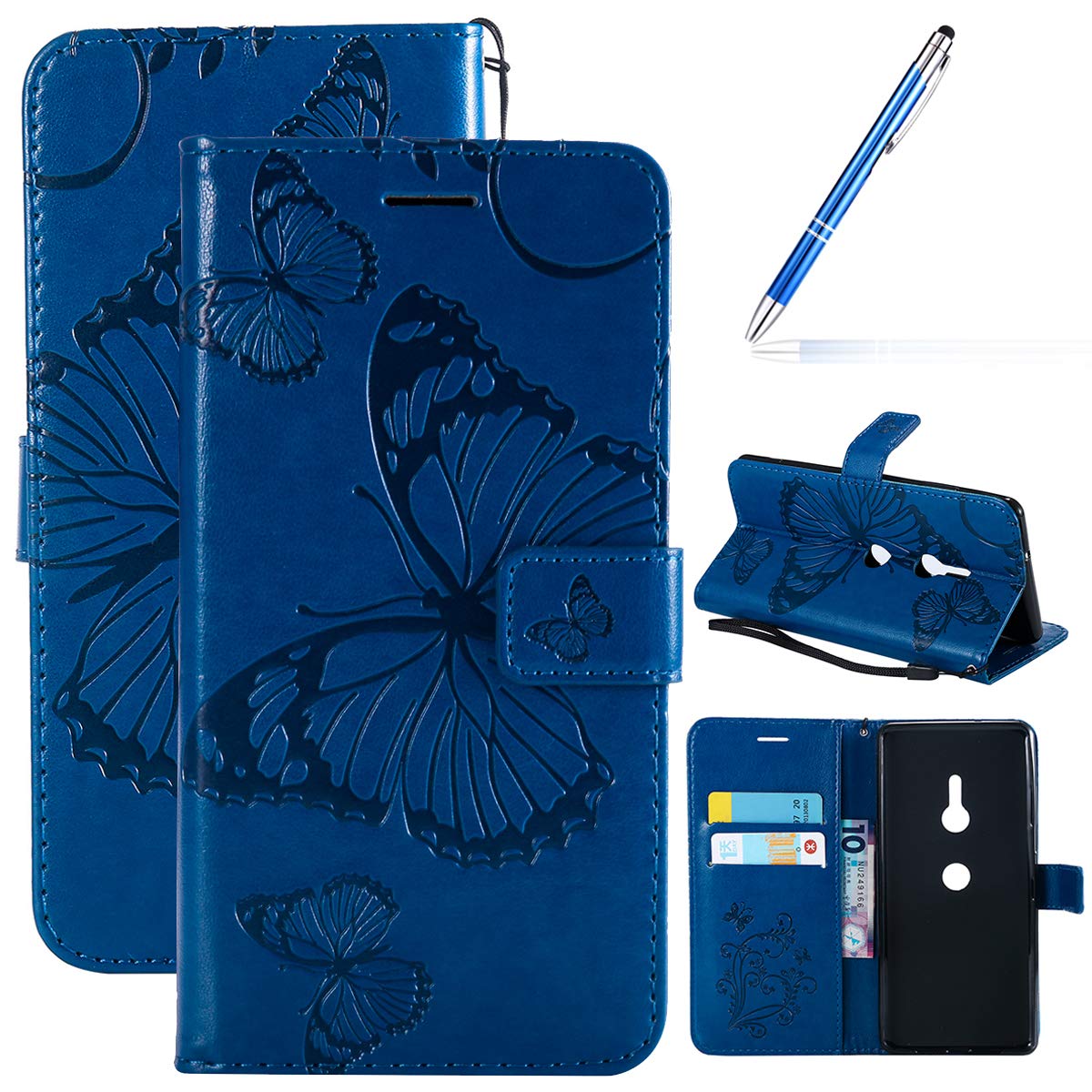 Robinsoni Case Compatible with Sony Xperia XZ3 Phone Case Wallet Sony Xperia XZ3 Leather PU Phone Cover Shockproof Kickstand Case Flip Note Book Phone Cover Heavy Duty Case Hard Case Notebook Cover