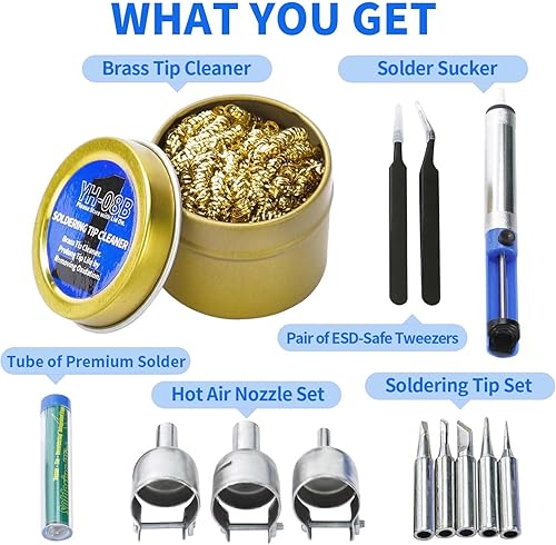 Miniatura 6 de BACOENG Estación de retrabajo de aire caliente 2 en 1 882D con pantalla LED y conversión de ℉/℃