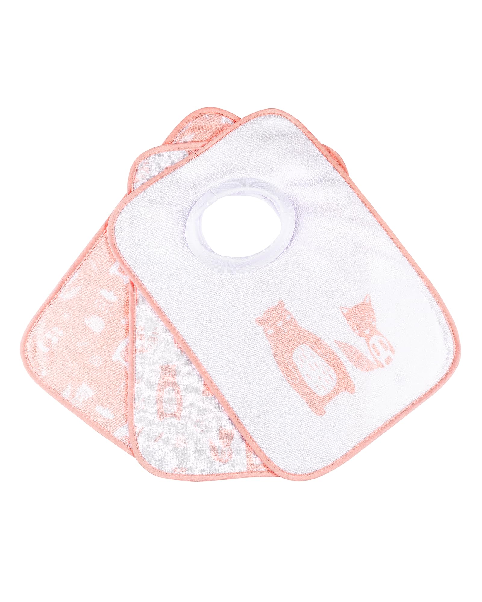 Kindsgard Schlupflätzchen 3er-Pack „happaklat“ – Waldtiere Rosa – 75% Bio-Baumwolle – weich, saugfähig & waschbar – ideal für Babys & Kleinkinder – einfach über den Kopf ziehen