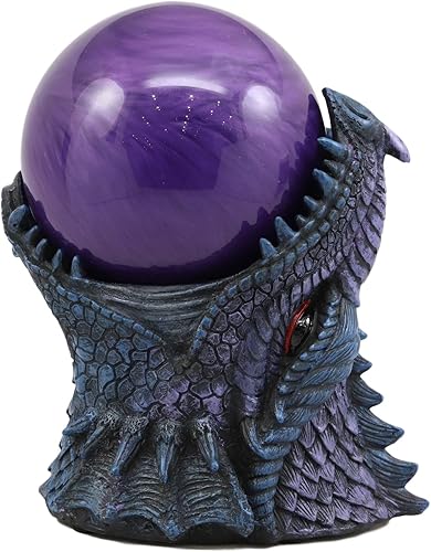 Ebros - Figura gigante de dragón de fuego de Bahamut con arena morada, decoración del hogar, estatua de acento de fantasía medieval renacentista