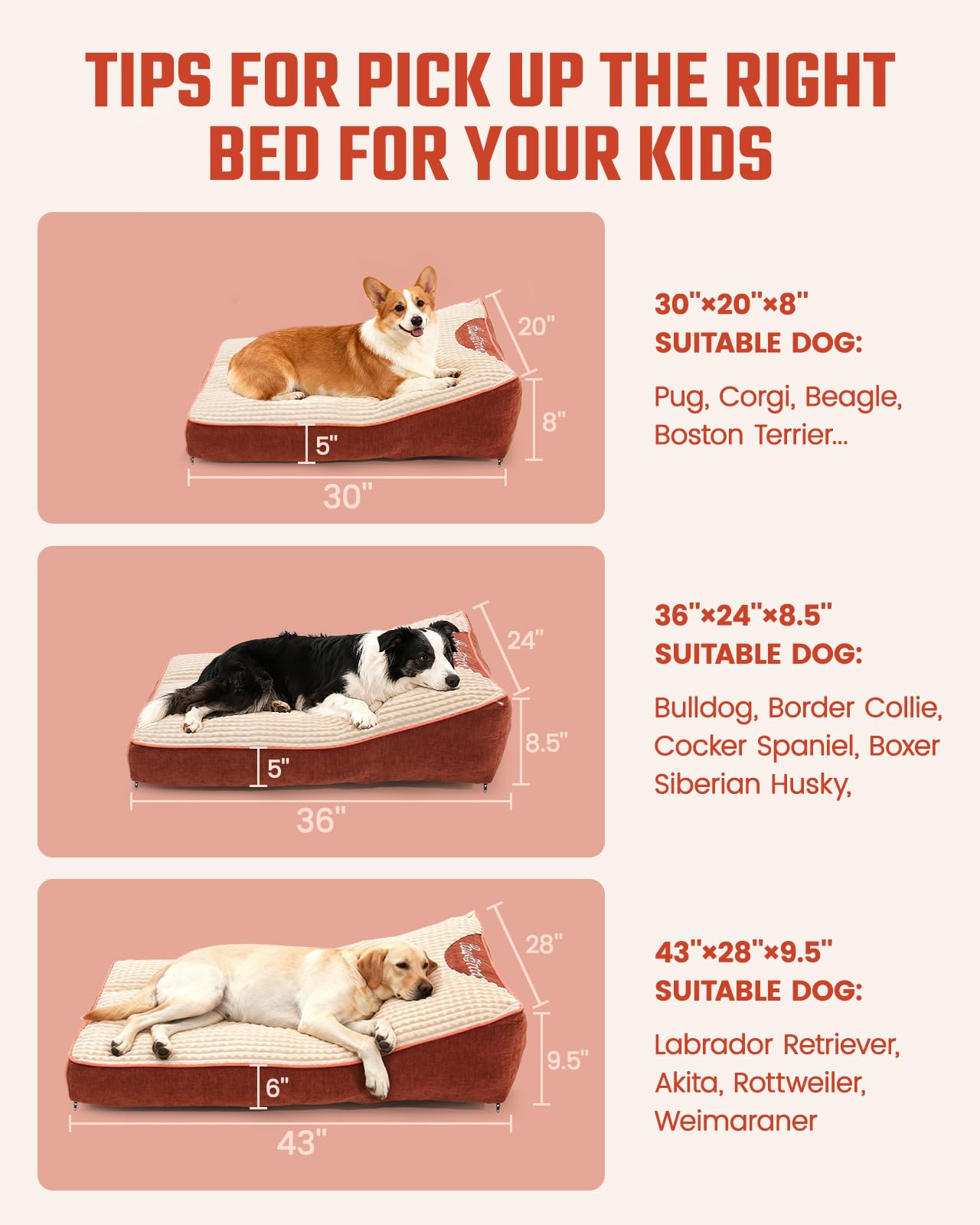 XL Dog Bed for Crate - Orthopedic Foam Crate Mat Large Comfy Flat Pet Beds with Removable Washable Cover, Suitable for Pet Up to 100 lbs(43''×28''×6'') - image 8