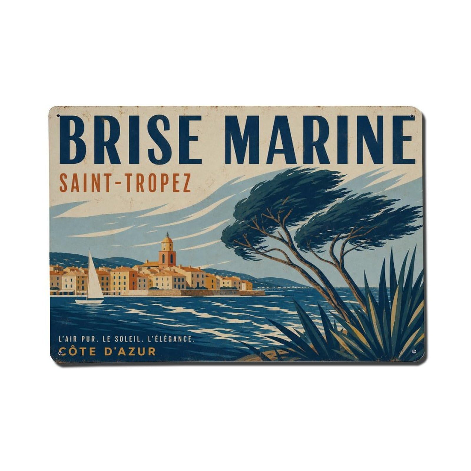 Fyrn Style Metal Tin Sign Vintage Travel Coastal Breeze France Wind Sailing Fresh