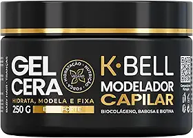 K-BELL Gel Cera Modelador de Cachos 250g – Fixação Duradoura, Hidratação com Biotina, Colágeno Vegetal e Babosa