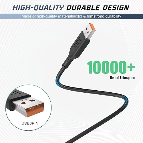 Miniatura 4 de Fancy Buying Cable USB de 65 W, 40 W, 6 pines (no punta cuadrada, no USB tipo C) Adaptador de cargador para Lenovo Yoga 3 Pro-1370 Yoga 3-1170 Yoga