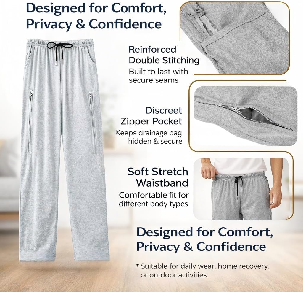 Urine Bag Holder with Dual Hidden Pockets for Foley, Nephrostomy & Suprapubic Catheters