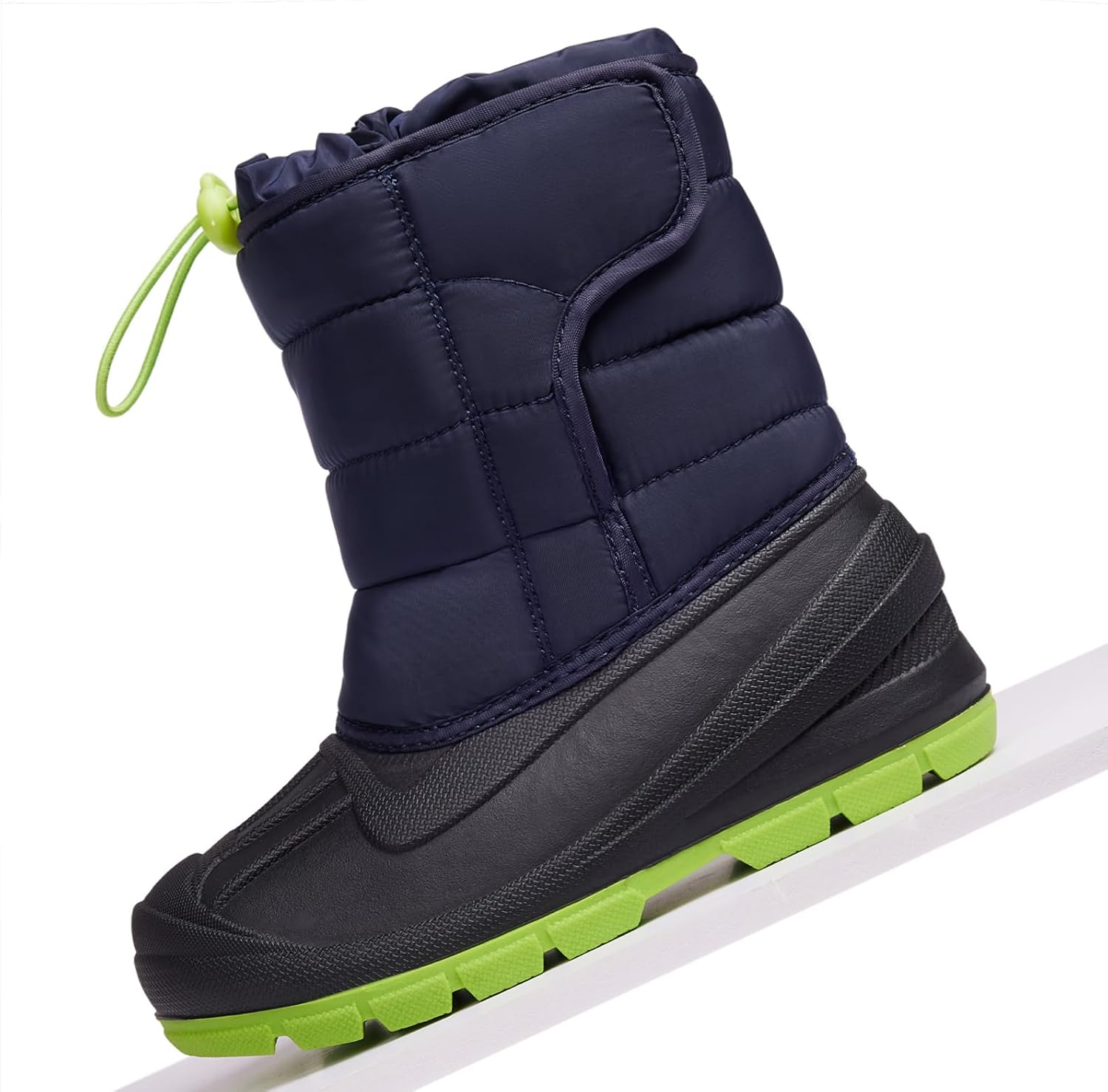 MORENDL Baby Snow Boots Toddler Winter Waterproof Insulated Bootsies Extra Wide Rubber Warm Fuzzy Non Slip Shoes DarkBlue Size 5