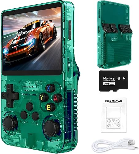 Vista 10 de Consola de juegos retro de mano R36S, pantalla HD IPS de 3.5 pulgadas, batería de 3200mAh, 128G con más de 20000 juegos integrados, más de 20