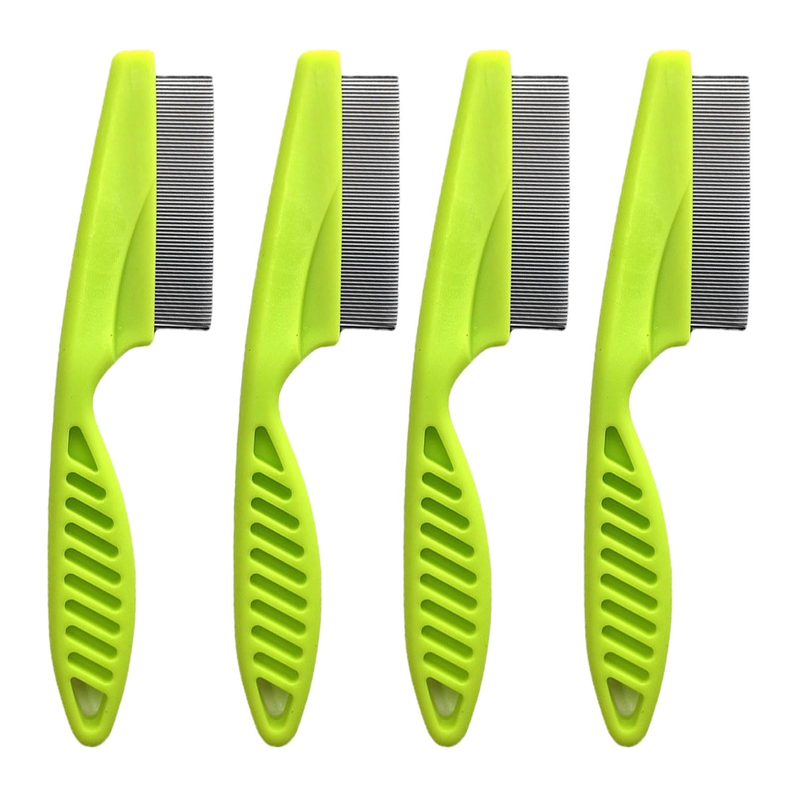 XNIVUIS 4 Piezas Peine para Perros y Gatos, Peine Anti Pulga, Peines para Eliminar los Piojos, Peines de Piojos, Peine Antipiojos Peine Antipulgas, con Mango de fácil Agarre (Verde)