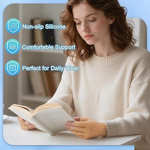 Miniatura 5 de DRNAIETY 2 pares de guantes de compresión para artritis, para mujeres y hombres, para artritis de mano, guantes antideslizantes con pegamento para