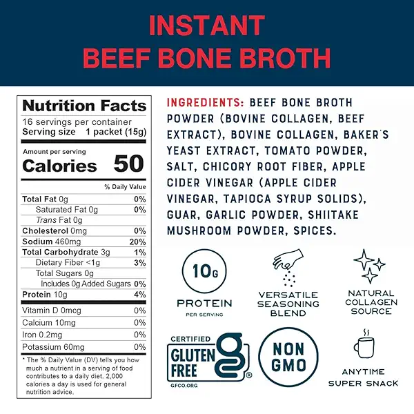 Bare Bones Beef Bone Broth Instant Powdered Mix Packets 4 Pack 2