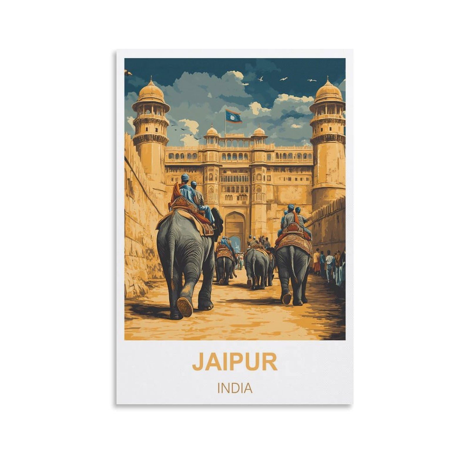 Hsayyiii Unframe-Style Jaipur India Vintage Travel Poster 24X36inch(60X90cm) Canvas Art Poster And Wall Art Picture Print Bedroom Decor
