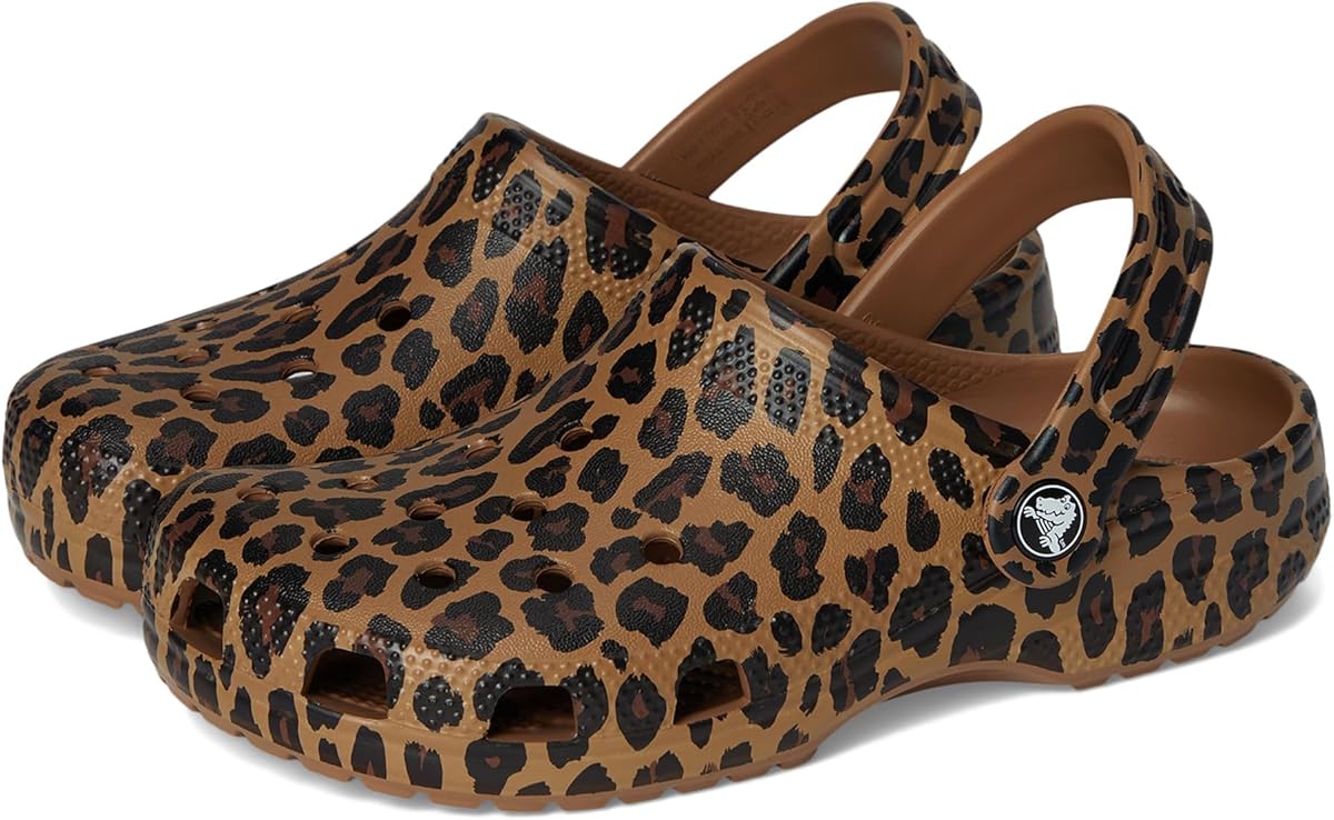Amazon.com | Crocs Unisex Classic Graphic Clogs Sepia/Leopard Men's 5, Women's 7 Medium | Mules & Clogs