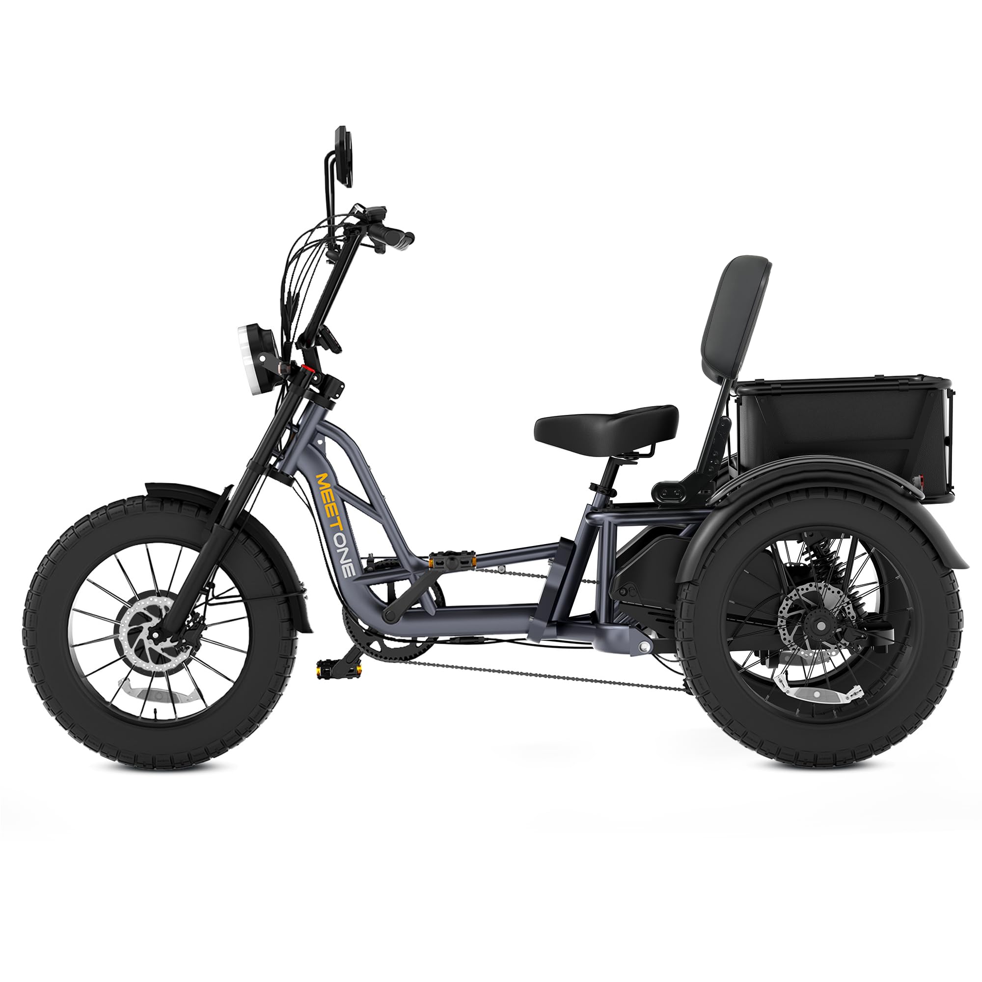 Tour 2400W Dual Motor Electric Tricycle for Adults, 48V 30AH Dual Battery Fat Tire Electric Trike, 25MPH 130Miles Full Suspension AWD Etrike, Torque Sensor, Reverse & Parking (with Upgraded Parts)