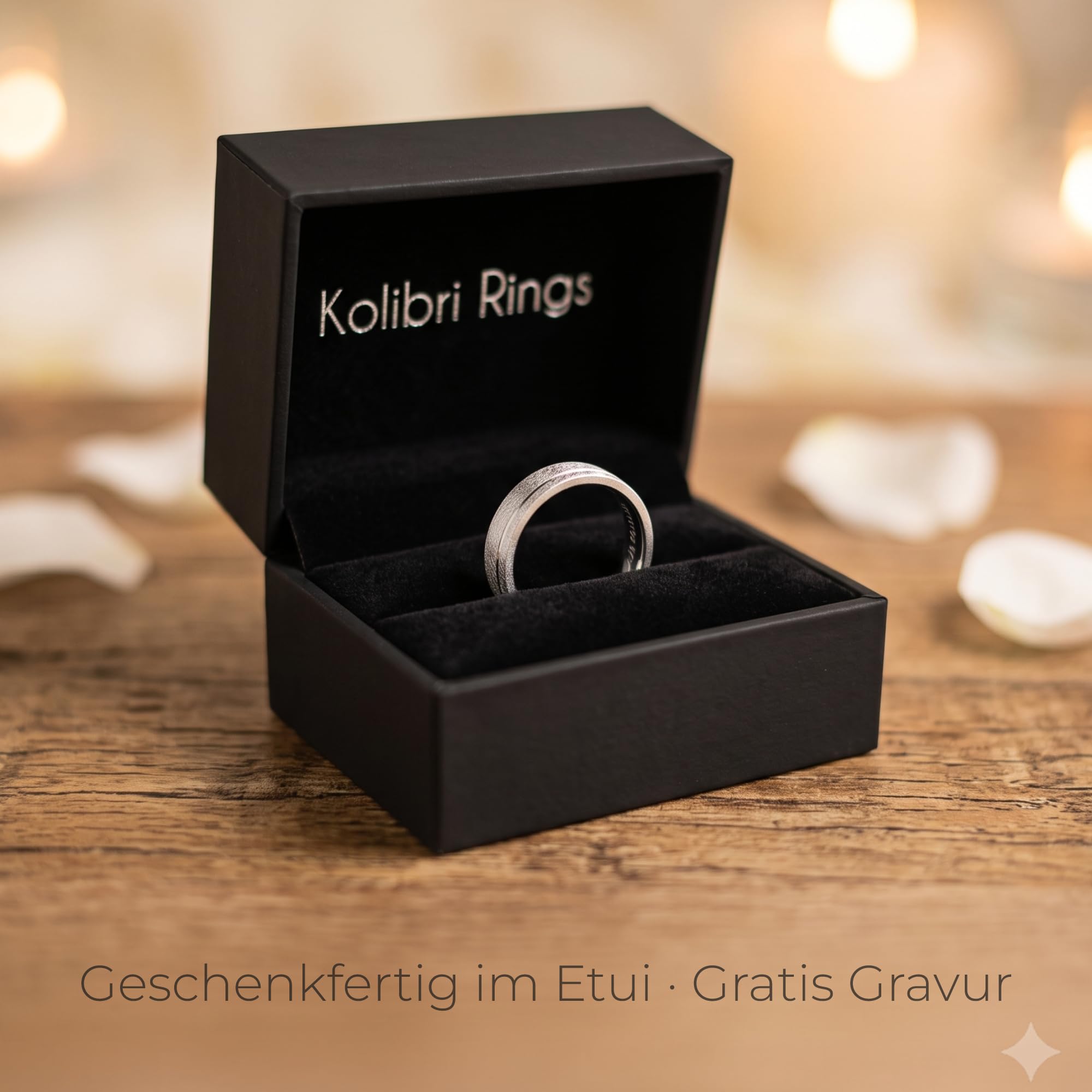 Kolibri Rings 925 Sterling Silber Eismatt Ring Ehering Partnerring Freundschaftsring Unisex - Inkl. Gratis Gravur und Etui