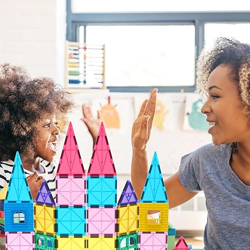 Miniatura 6 de Jasonwell Bloques magnéticos magnéticos para niños, 60 piezas, juegos de construcción 3D, juguetes de construcción educativa preescolar, juguete