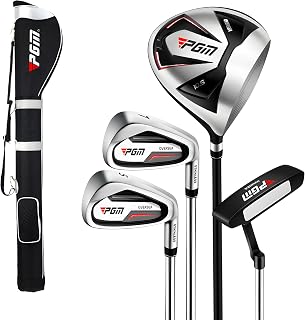 PGM Beginner Golf Clubs Sets OVERSEA for Men 5 Piece Includes Golf Driver, 7 Iron, Sand Wedge, Putter and Lightweight Carry Sunday Club Golf Stand Bag Right Handed