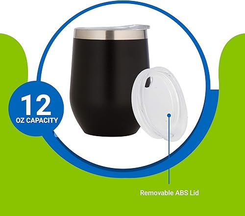 Miniatura 2 de Impecgear Vaso de vino de cerámica con tapa, 12 onzas, vaso aislado al vacío de doble pared para bebidas frías y calientes, vaso ligero con tapa a