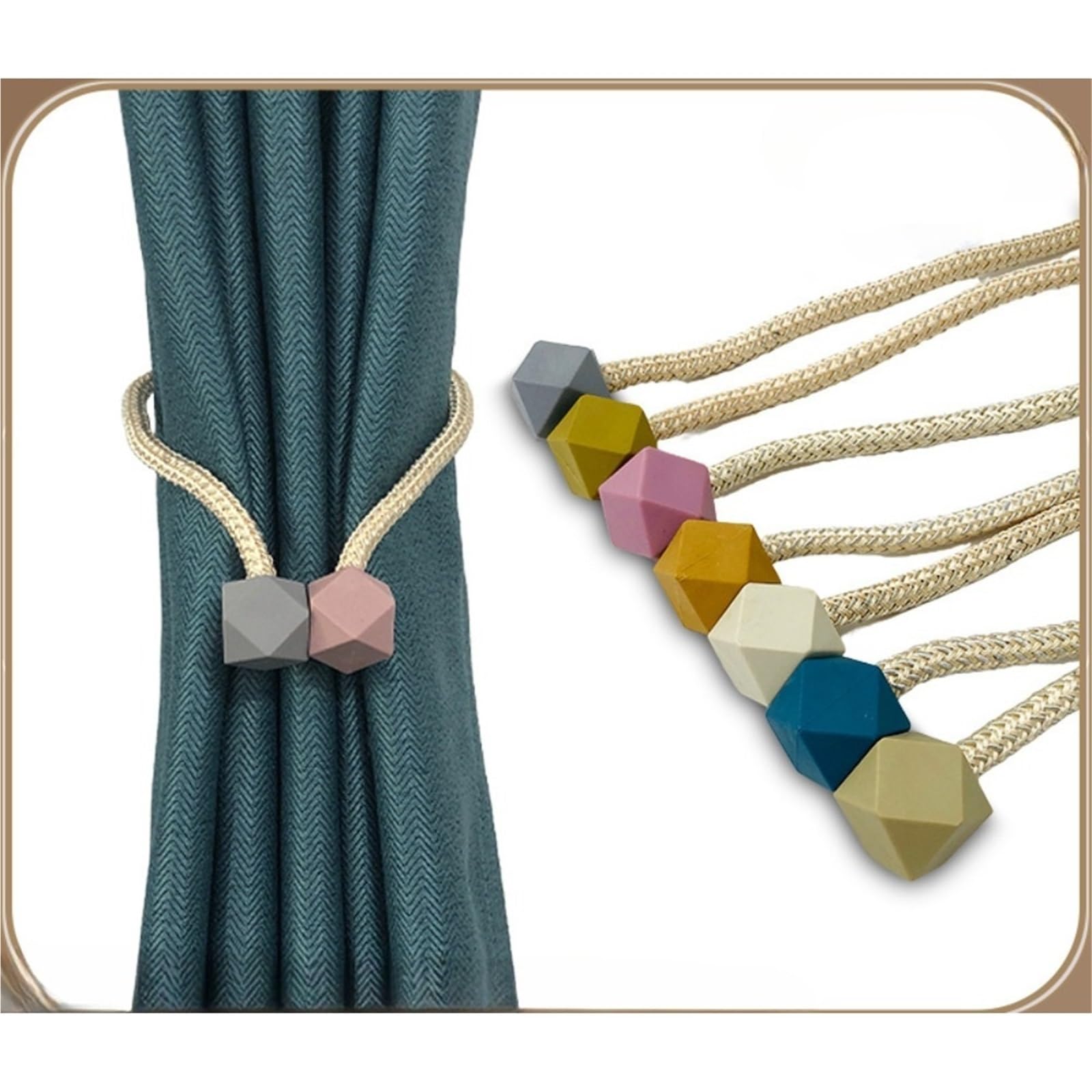 Lot de 4 embrasses de rideaux magnétiques bicolores modernes simples et légers de luxe pour rideaux créatifs (bleu ciel)