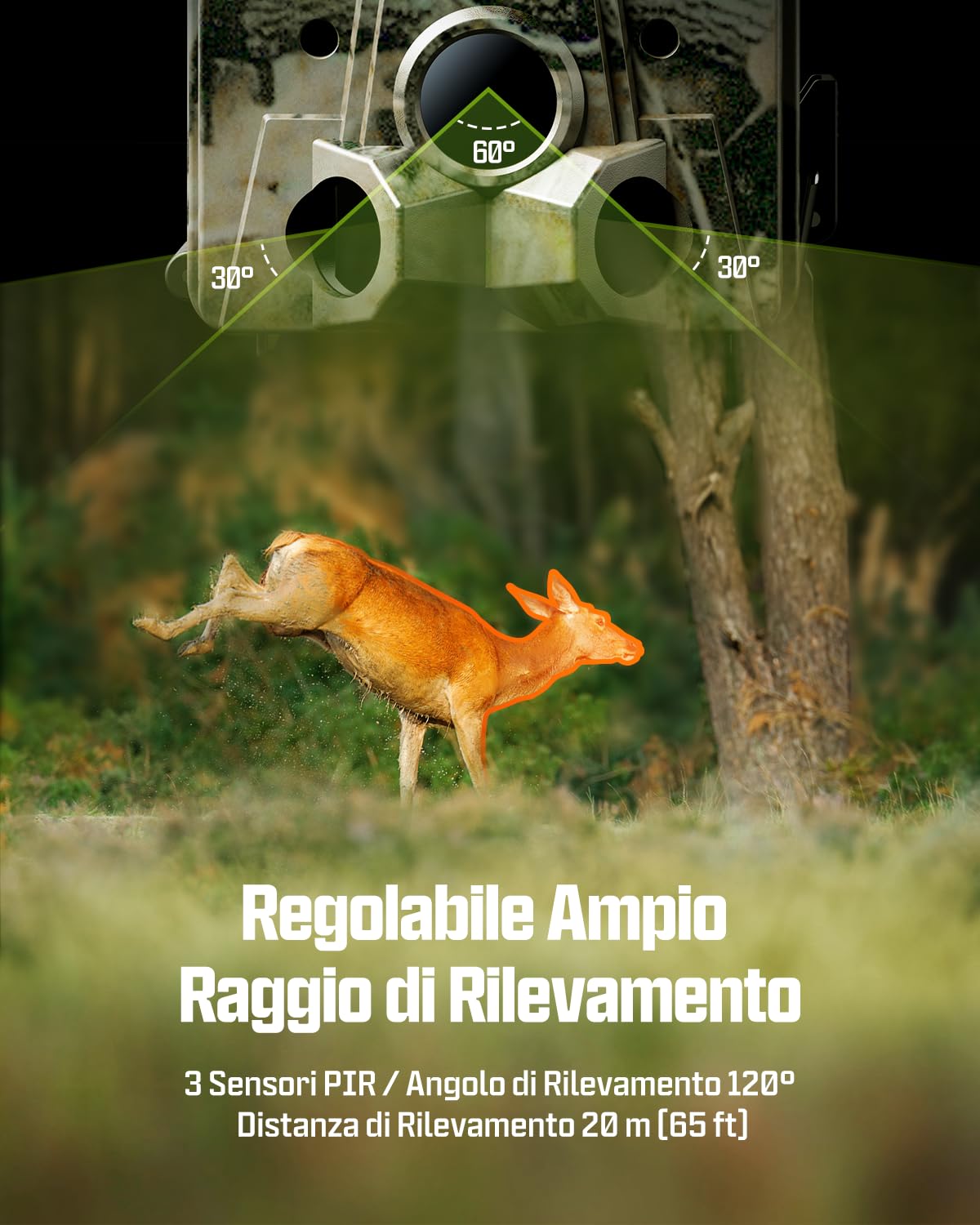 CEYOMUR 4K UHD Fototrappola Solare, Wifi 6 Fototrappola Notturna con 120° Rilevamento Batteria Ricaricabile da 5200mAh, Fotocamera Caccia con Impermeabile IP66 Scheda SD da 64GB
