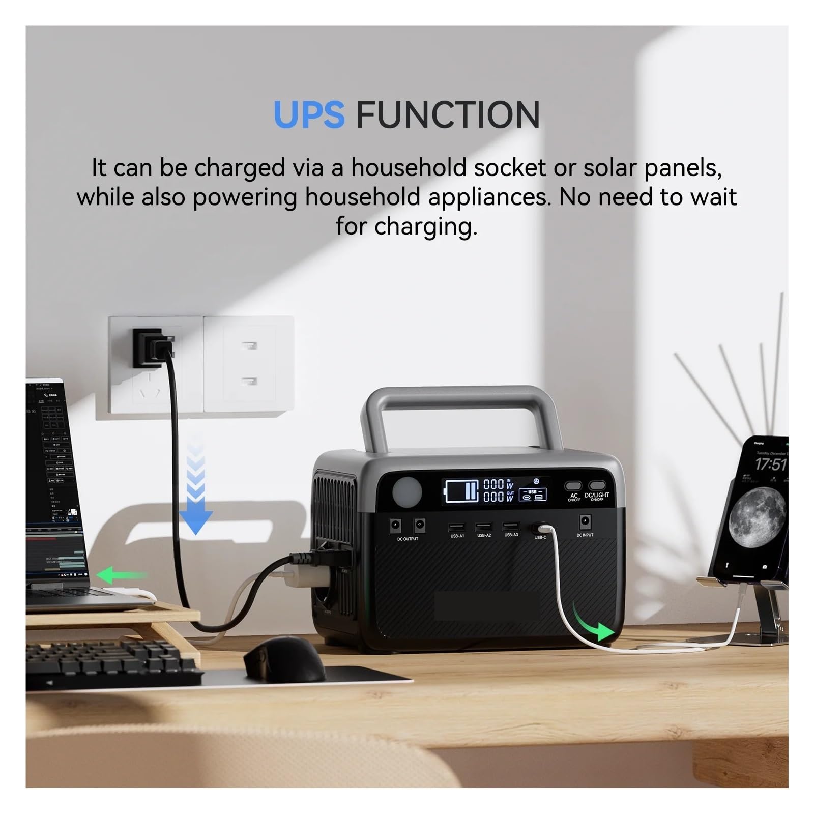 Stazione Di Ricarica Portatile BP030B Energia Solare Da 300 W Batteria LiFePO4 230,4 Wh Alimentatore Mobile Campeggio 2500 Durata Della Batteria Ultra-Lunga