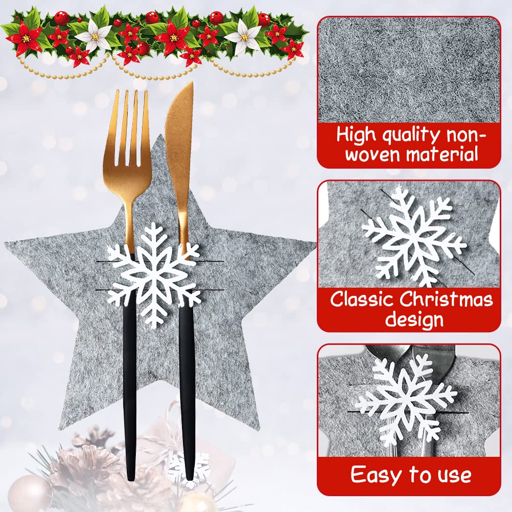 Lot De 6 Porte-Couverts De Noël En Feutre Rouge - Poches En Forme De Père Noël Pour Décoration De Table