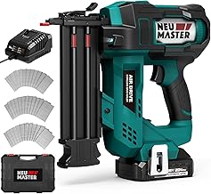NEU MASTER Akku Nagler, Professional Nagelpistole max. 50 mm Nagel Tiefenregulierung Mit 20V Akku & Batteriestand & 1800 Nägel, Nägler für Zierleisten, Holzarbeiten, DIY-Polstermöbel