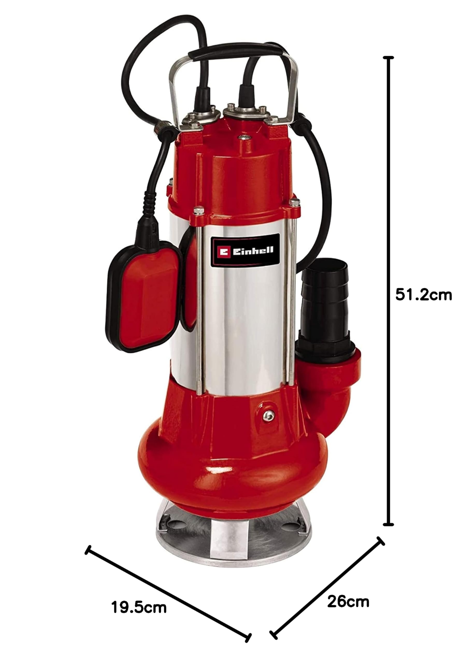 Einhell GC-DP 1340 G Schmutzwasserpumpe (1300W, Ø40mm Fremdkörper, 23.000L/h Förderleistung, Schwimmerschalter, Tragegriff, inkl. Universalanschlüsse)