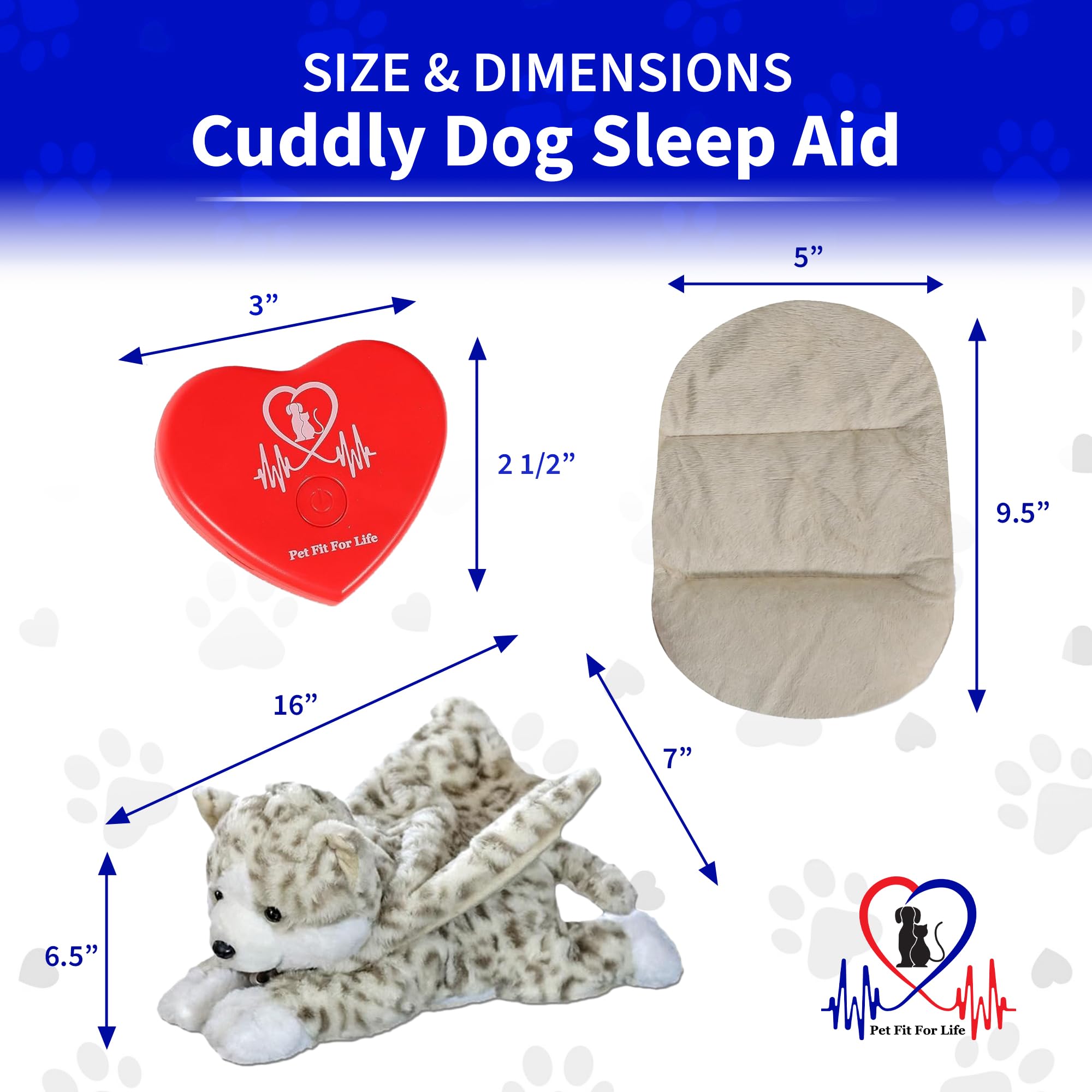Pet Fit For Life Animal de Peluche para Gatos, Ayuda calmante para Dormir con Latido cardíaco Recargable por USB y Paquete de Calor para aliviar la ansiedad, Chupete de Gatito abrazable, Juguete de