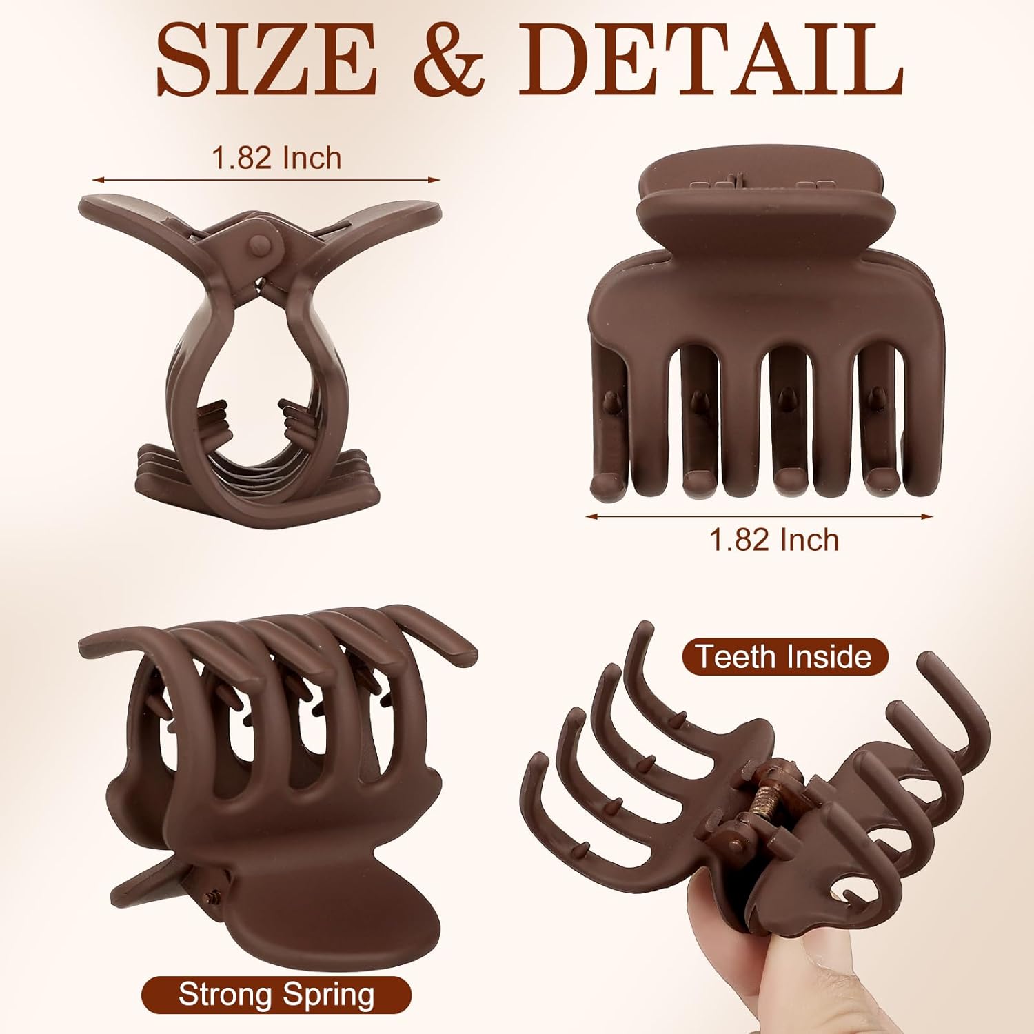 12Pcs Hair Clips for Women 1.8 Inch Small Claw Clips for Thin Hair Medium Hair Claw Clips for Thick Hair Accessories for Women Girls (Brown) - Image 3