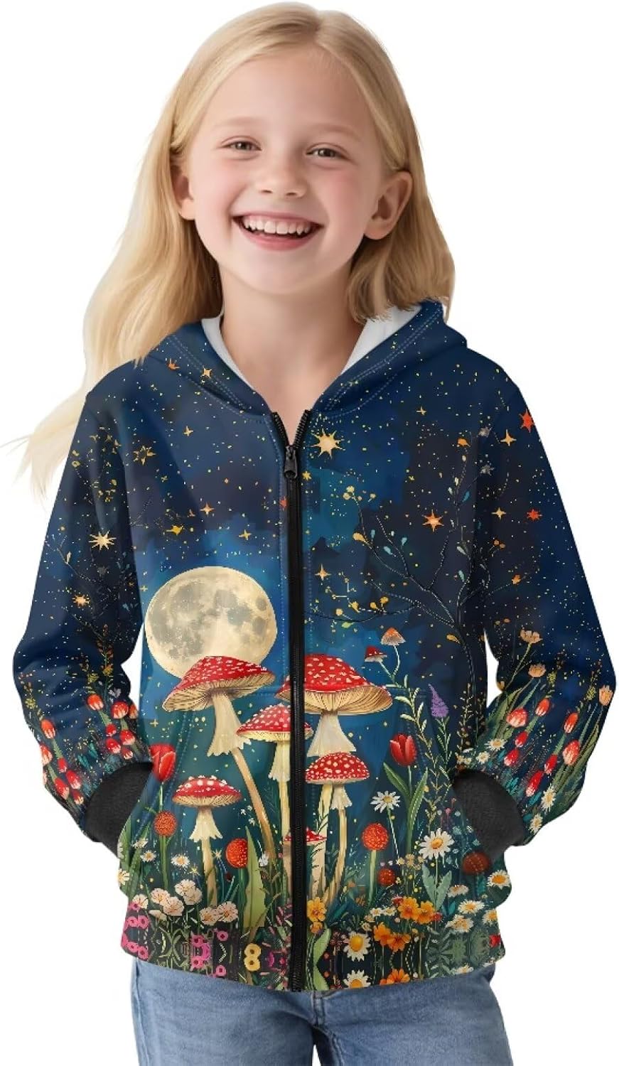 Zip Up Hoodies for Girls Fleece Hooded Sweatshirts Sports Wear with Pockets for School