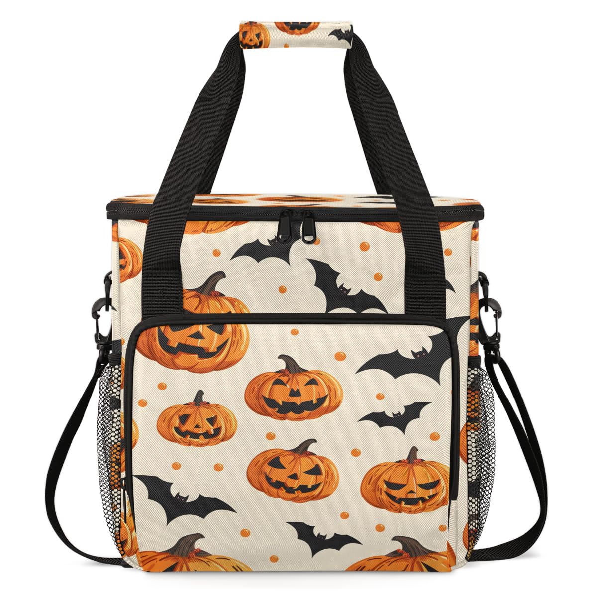 Colorful Pumpkin Coffee Maker Carrying Bag, Mystical Pumpkin Travel Storage Bag Compatible with K-Mini or K-Mini Plus, Single Serve Coffee Brewer Carrying Case with Multiple Pockets & Shoulder Strap