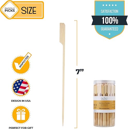 Miniatura 4 de Pinchos de bambú palitos de madera  (paquete de 220  7 pulgadas), brochetas ecológicas para barbacoabarbacoa Kebab aperitivos fruta Kabob Fondue