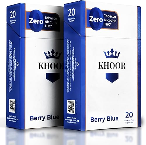 KHOOR Cigarrillos a base de hierbas, 2 paquetes de azul baya, no adictivos, sin tabaco y sin nicotina, sustituto de cigarrillo tradicional, sabor a