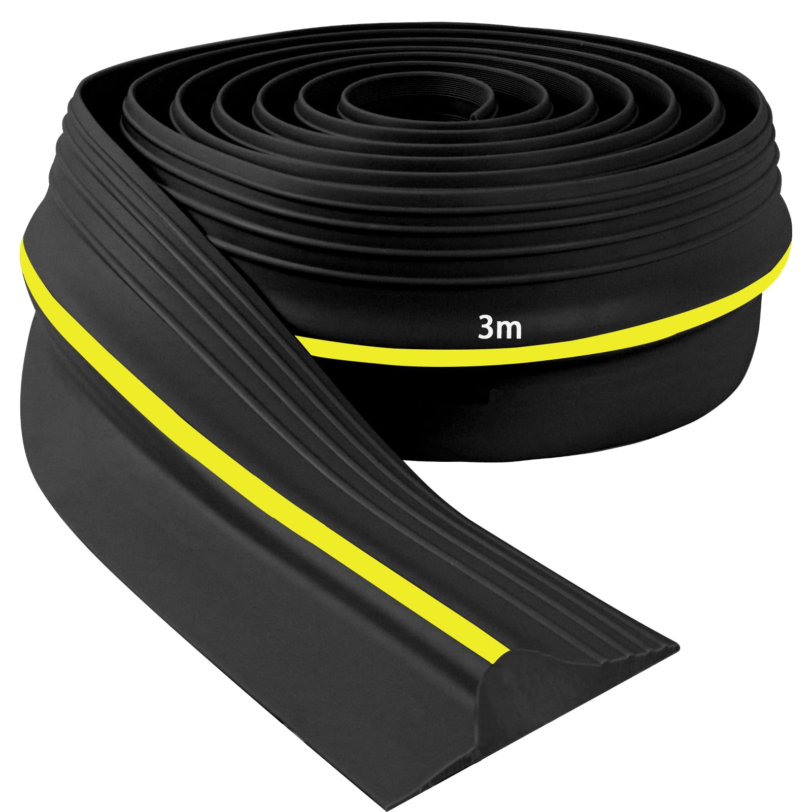 Universal Garage Door Seal Heavy Duty Weatherproof Weather Strip Garage Door Bottom Draught excluder Rubber Threshold Strip for Keeping Clean &Dry (Black, 100mm(W)*25mm(H)*3.05m(L)) — image 1