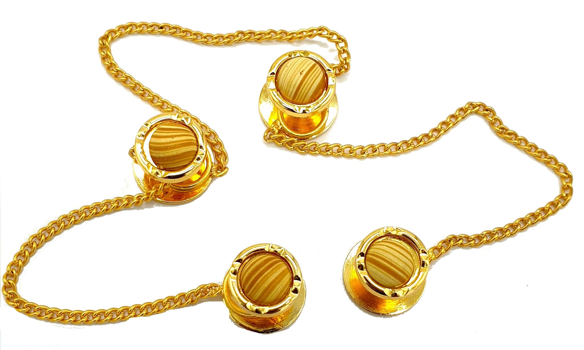 Epraiser Gold Plated Round Designer Wooden Stud Stone Cut Design Fancy Traditional Ethnic Kurta Jubba Buttons-image-28