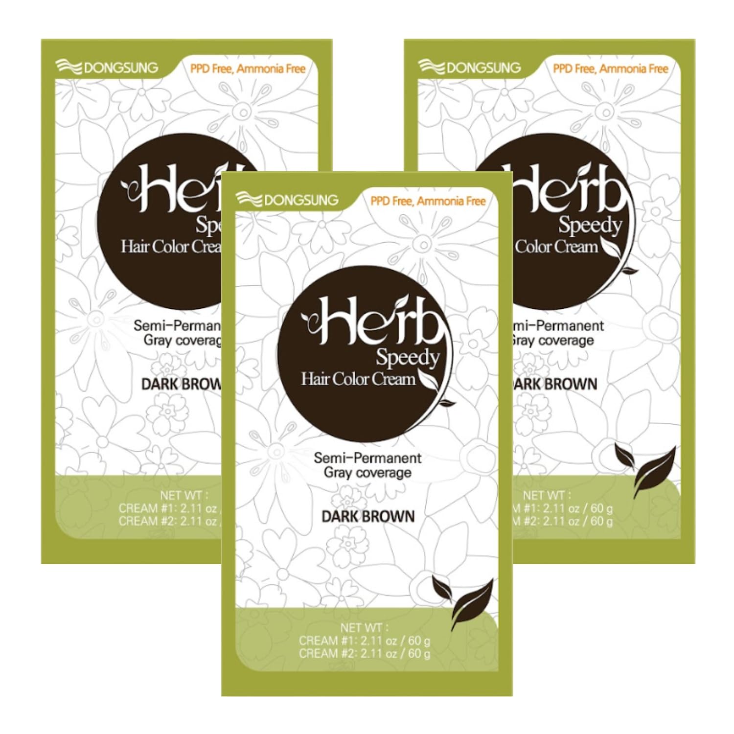 Amazon.com : Herb Speedy Color Cream (Dark Brown, 3 Pack) – Korean