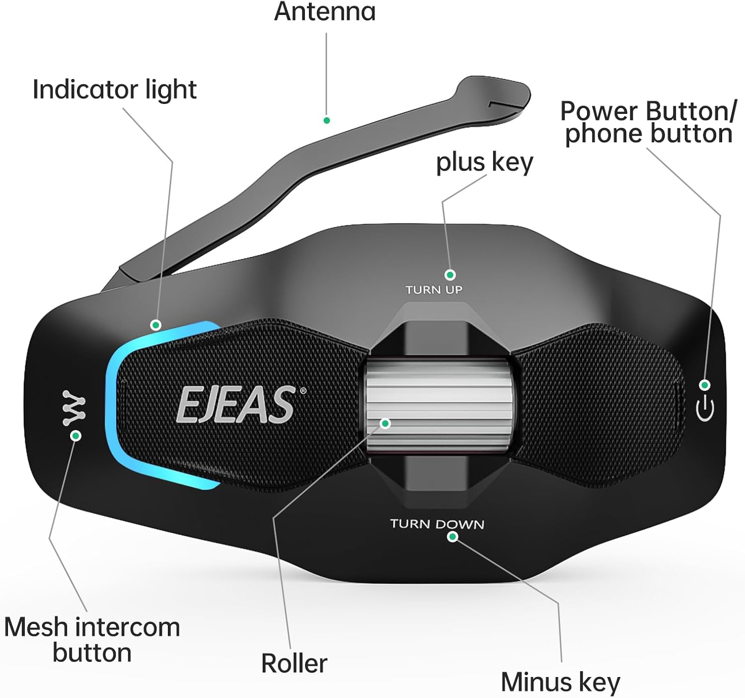 EJEAS X10 Bluetooth Mesh Intercom Headset for Communication System with Ten Riders Group, CVC Noise Cancellation/Waterproof/Hands-Free Calls/Music/GPS for Dirt Bike/ATV/Motorcycle Helmet(Black)