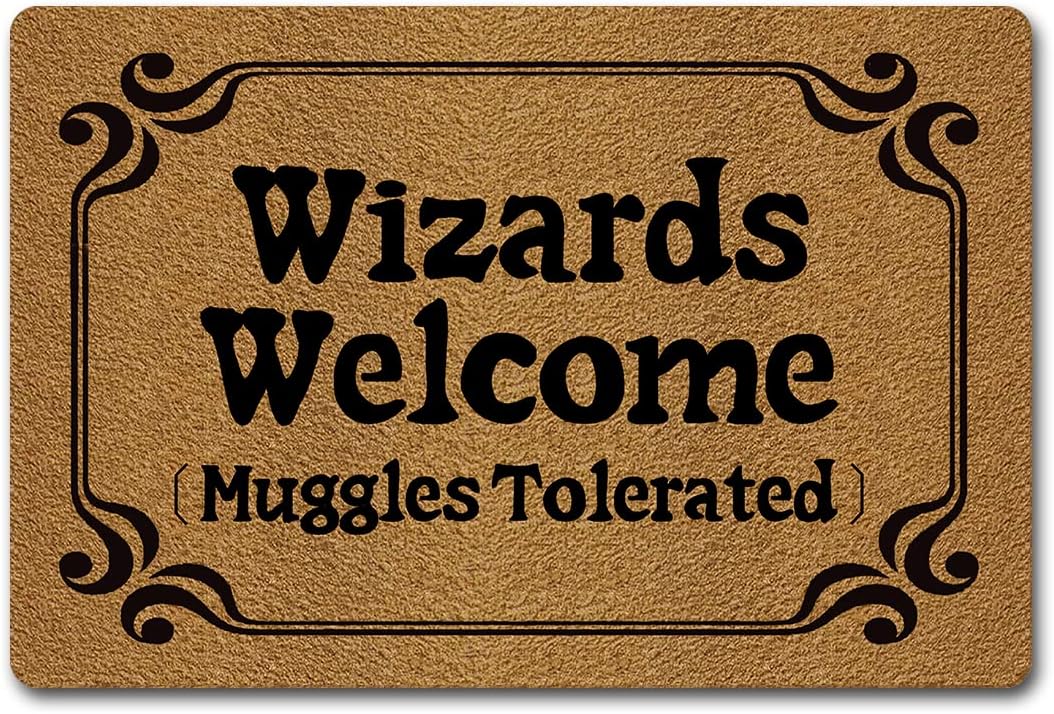 FunXiLin Funny Welcome Doormat(23.6 x 15.7 inch) Non-Slip mat Gift mat Personalized Home Decor mats for in Door Kitchen Entrance Rugs and Mats （Wizards Welcome Muggles Tolerated）