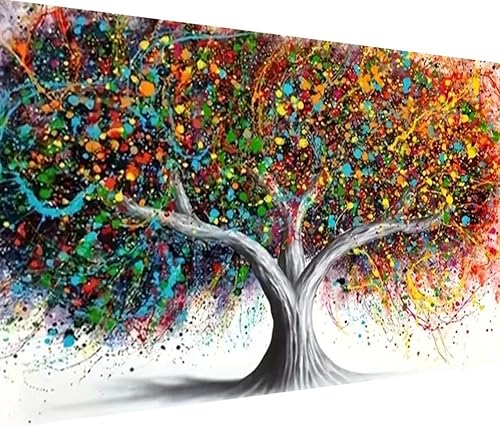 BOHADIY Pintura de diamantes de imitación de árbol 5D, kits de pintura de diamantes de imitación para adultos, árbol colorido de bricolaje con