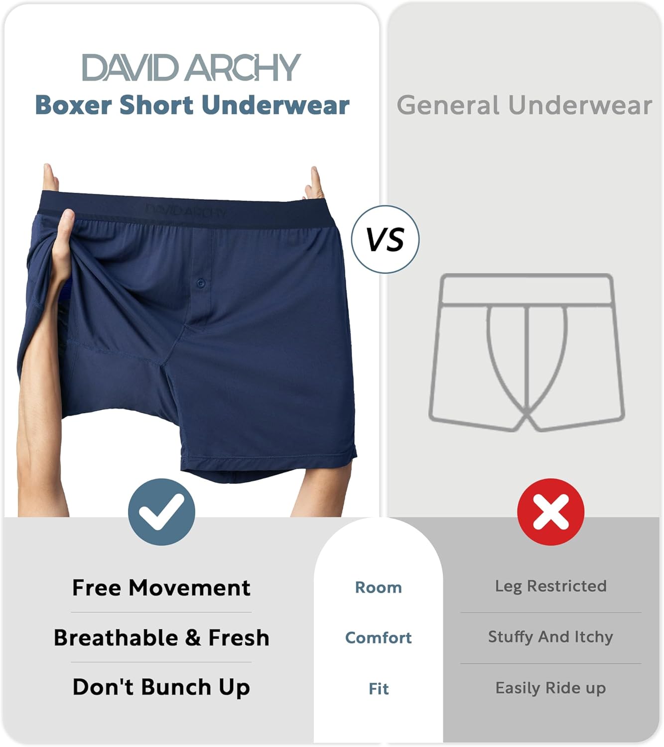 DAVID ARCHY Ultra Soft Modal Underwear Mens Boxer Shorts Loose Breathable Boxers for Men Pack - Image 6