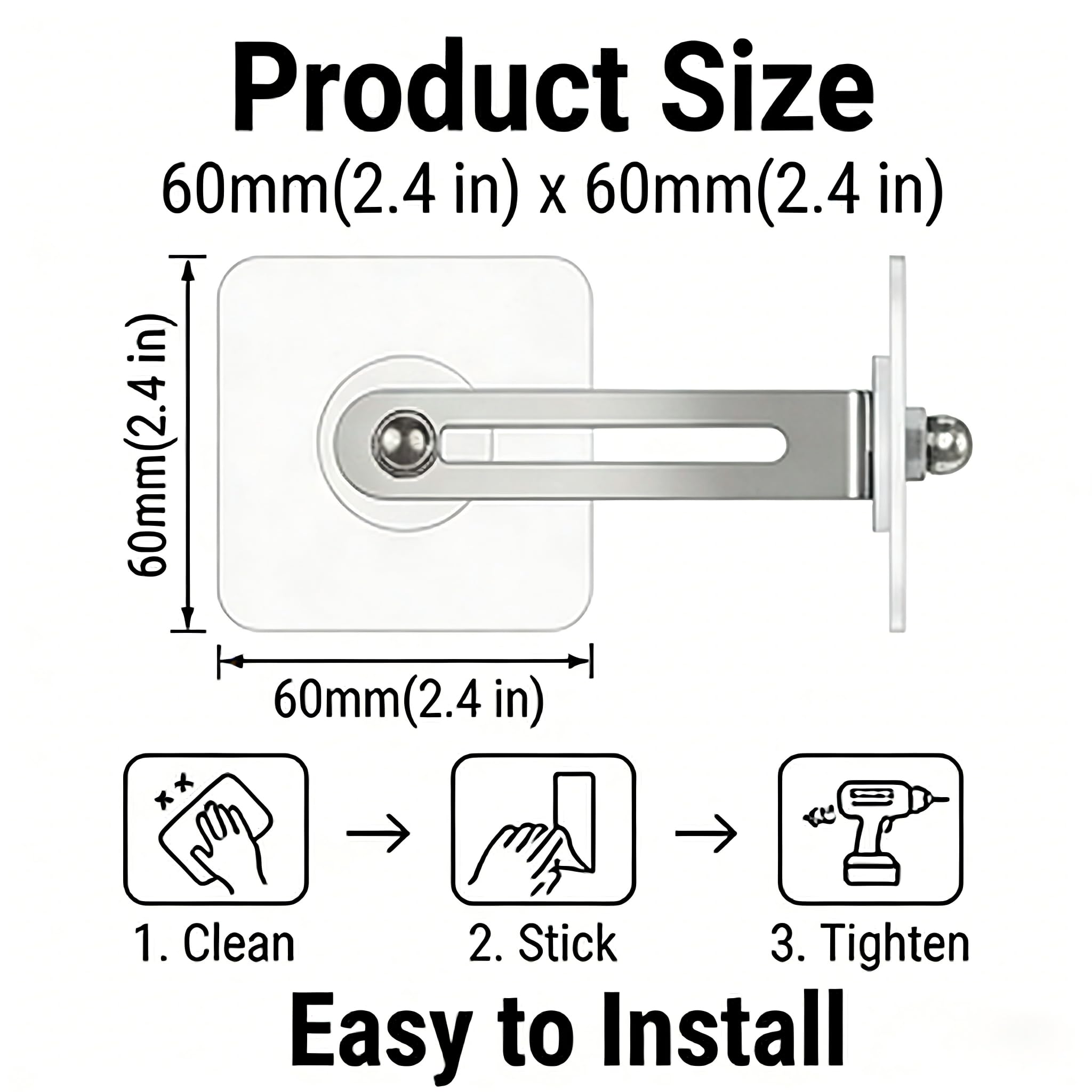 Juego de 6 protectores antipuntas, fijación de anclaje de pared para muebles, fijación sin taladrar, ajustable adhesivo para la protección del bebé, fijación a la pared para vestidor, 6 x 6 cm — view 2