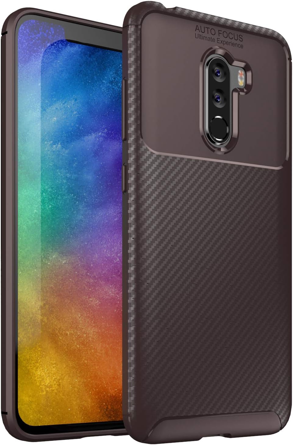Xiaomi Pocophone F1 Case, Casix Ultra Thin [Carbon Fiber] Scratch Resistant [Shock Absorption] Soft TPU [Anti-Slip/Grip] Protective Cover for Xiaomi Poco F1 / Xiaomi Pocophone F1 (Burgandy)