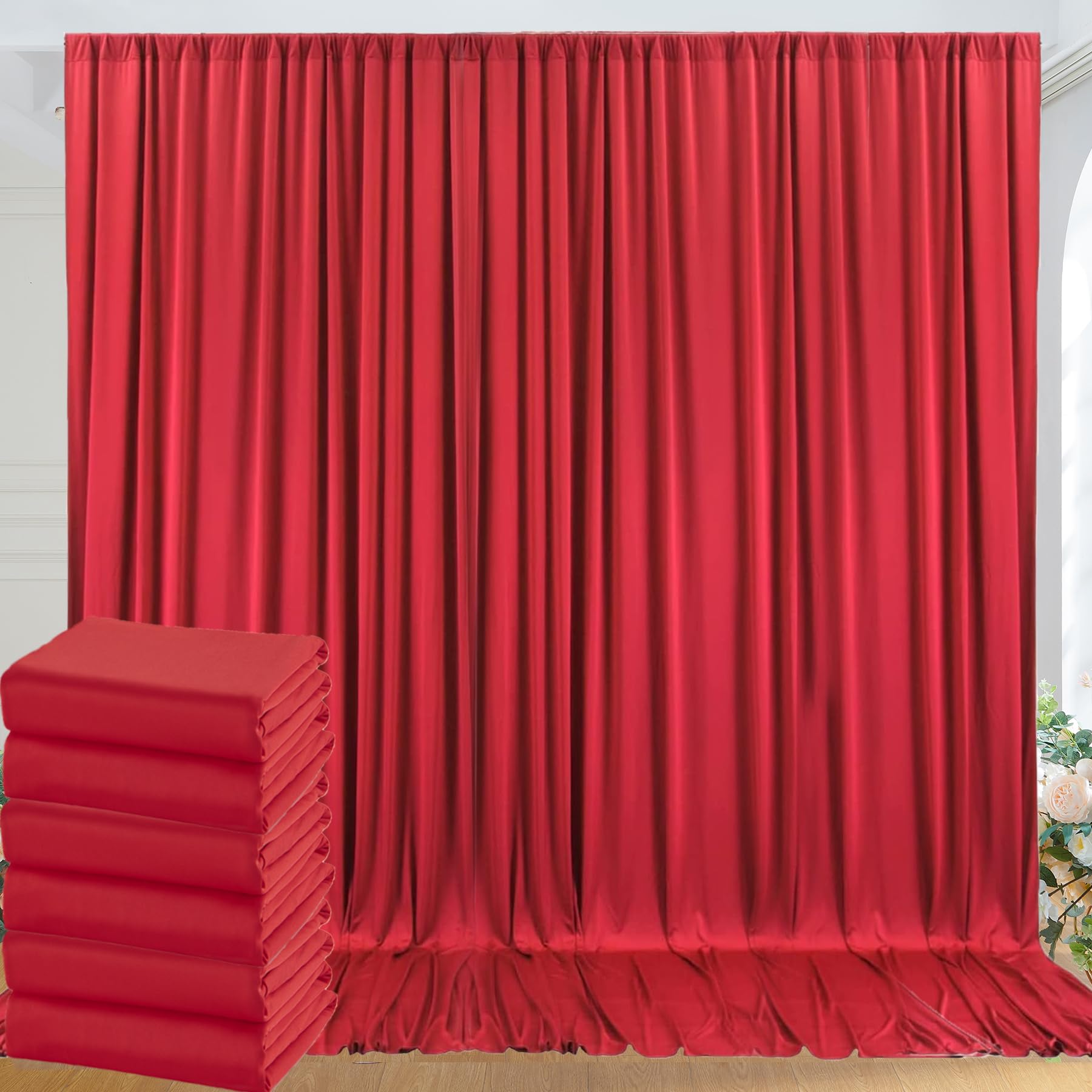 10ft x 10ft Wrinkle Free Black Backdrop Curtains for Parties, 2 Panels 5ftx10ft Polyester Photo Backdrop Drapes for Wedding Birthday Graduation Photography Background — view 45
