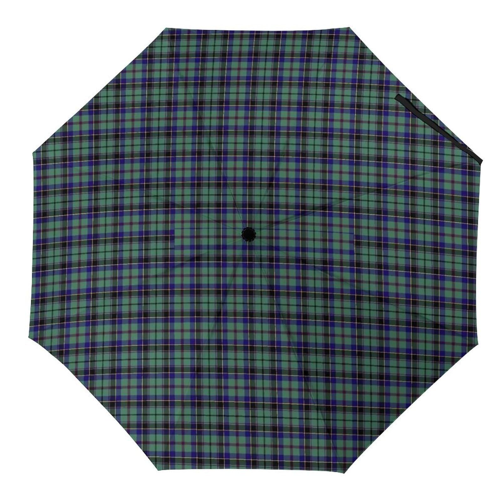 HLBSDM Clan Stevenson Tartan Clan Elliot Tartan Chiffon Large Size Sun And Rain Blocking Triple Fold Umbrella
