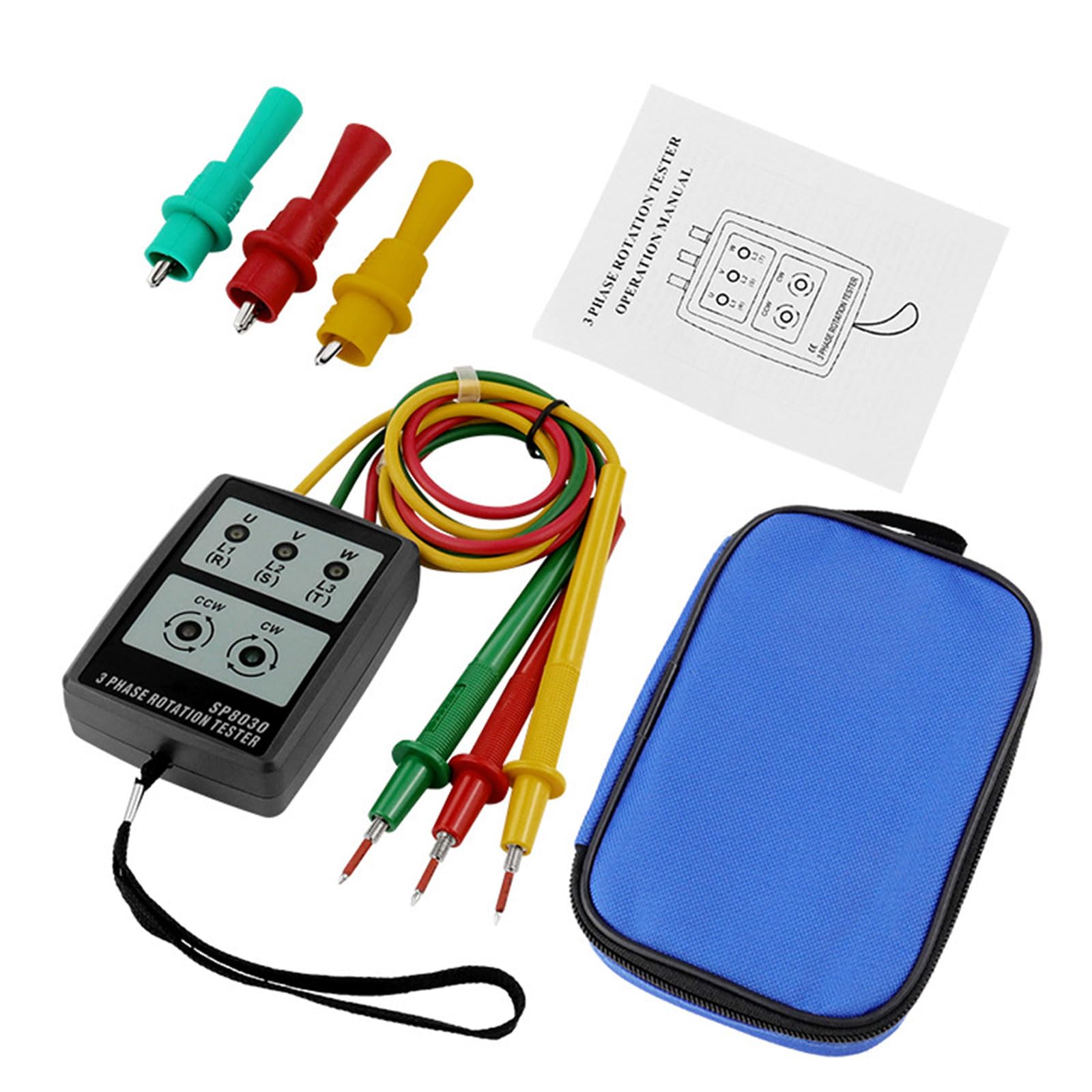 Tsophreniq Light 3 Phase 60V To 600V Sequences Order Presences Rotation Checker Indicators Detectors Meter 20Hz-400Hz With Led Tester Phase Rotation Meter