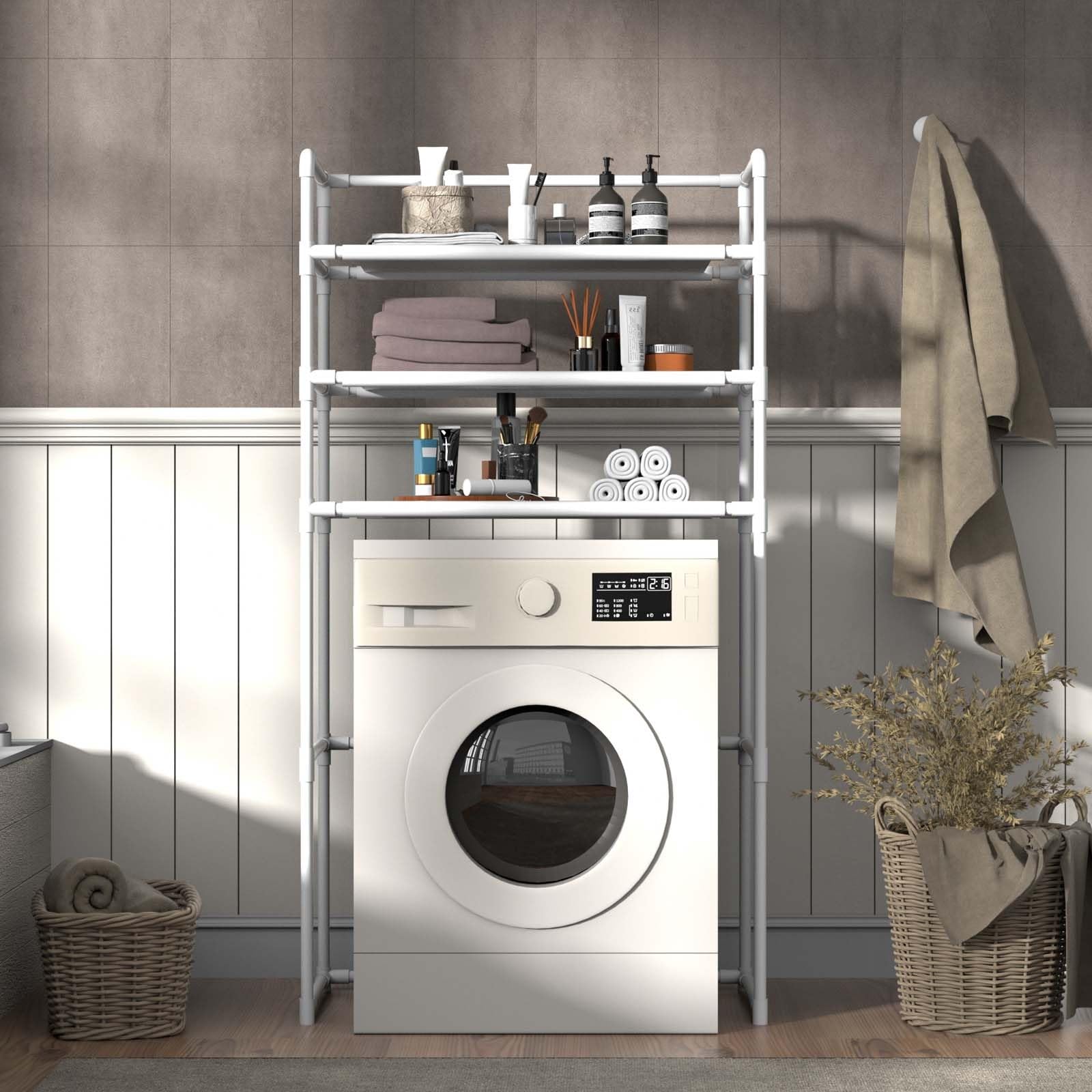 Unità Sto per lavatrice ed espandibile sopra il WC, per lavanderia pesante e versatile sopra la lavatrice, ripiano Sto (bianco)